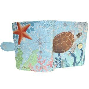 6255 Sea Turtle Small Wallet Vegan Faux Leather Ocean Design Compact Purse